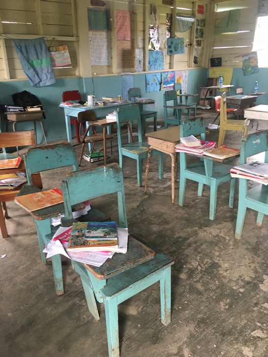 Old desks in the St. Joseph building