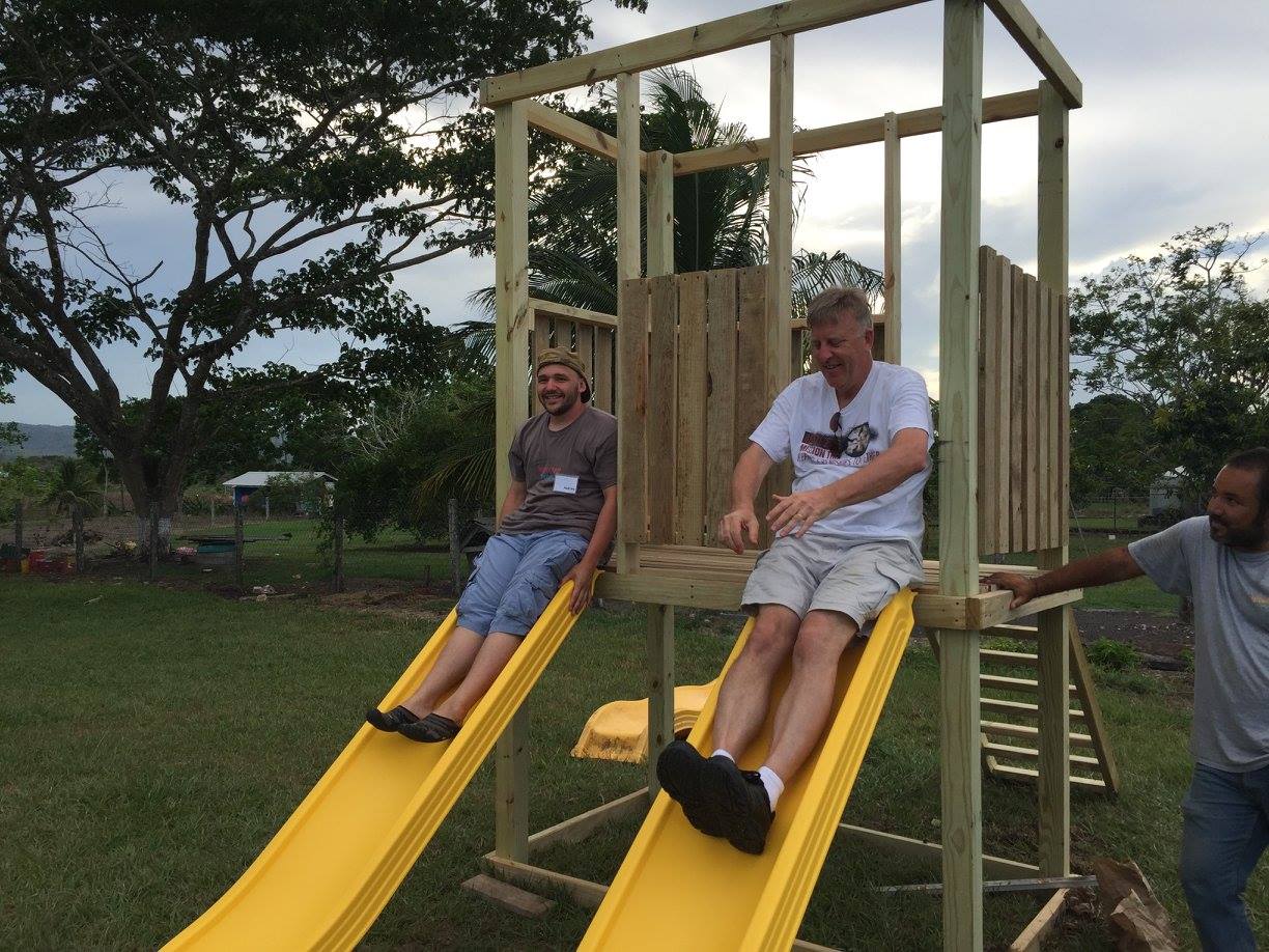 Ride the Slide Dave riding a slide